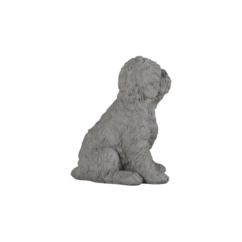 Tranquil Guardian Curled Sitting Dog Memorial Statue
