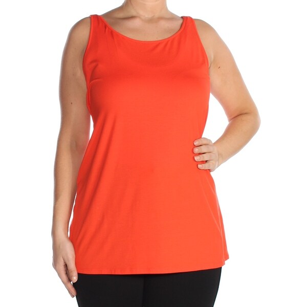 EILEEN FISHER Womens Red Scoop Neck Tank Sleeveless Scoop Neck Top Size: L