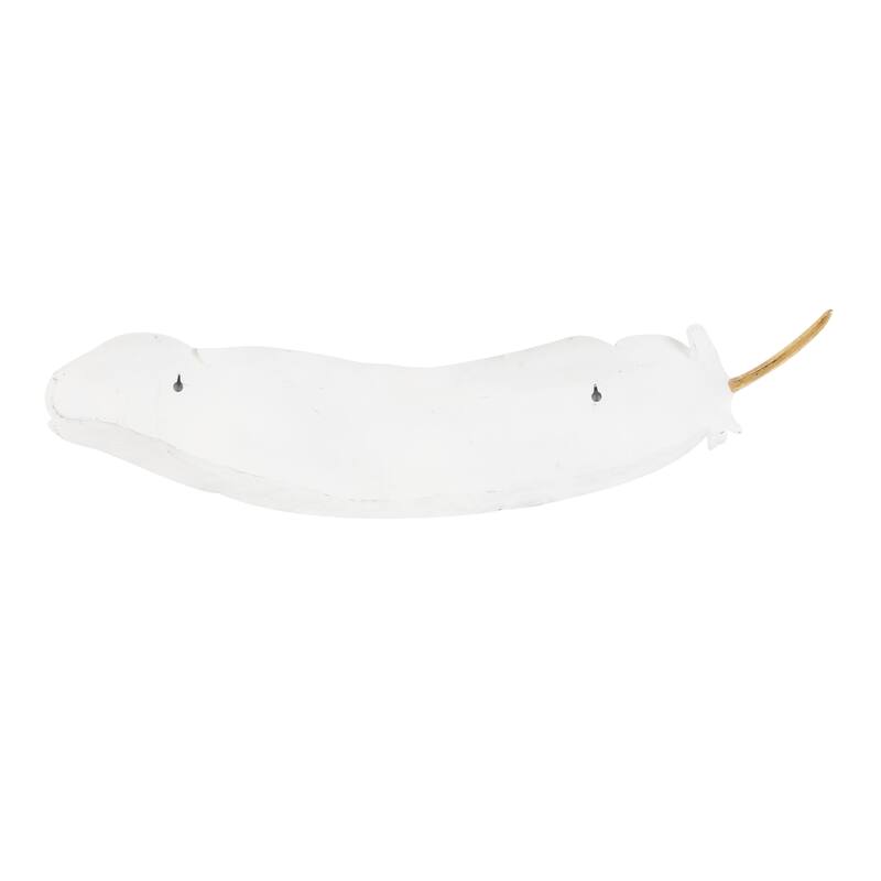 Resin Bird Feather Home Wall Decor with Gold Foil Accent - Set of 2 White - Roche River Decor