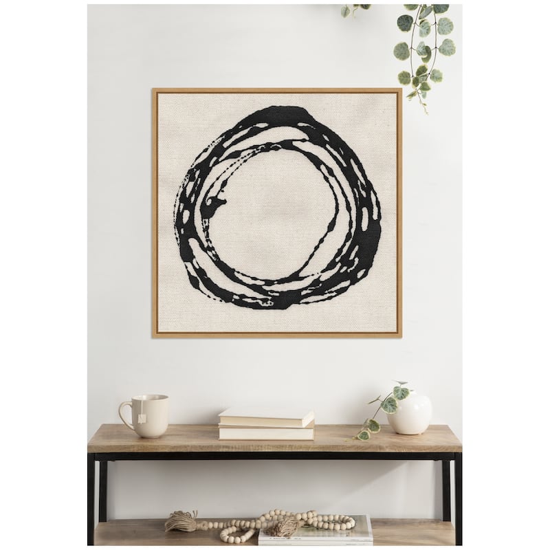 Kate and Laurel Sylvie Flowing Circle Abstract 2 Framed Canvas by The Creative Bunch Studio