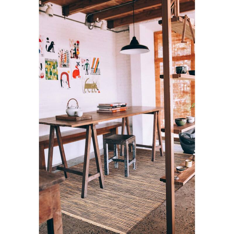 ECARPETGALLERY Flat-Weave Palas Denizli Tan Jute Kilim - 5'5 x 7'4