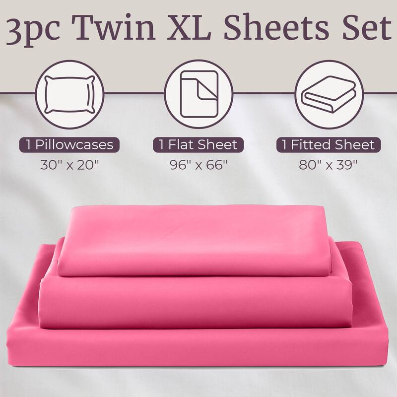 Winsor Home Series 1200 Bed Sheet Set Twin XL - Pink