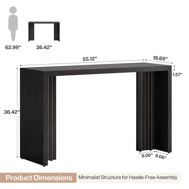 55'' Home Bar Unit, Bar Table with Faux Marble Finished Tabletop