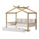 preview thumbnail 6 of 5, White Wood Frame Full House Bed with Storage and Headboard