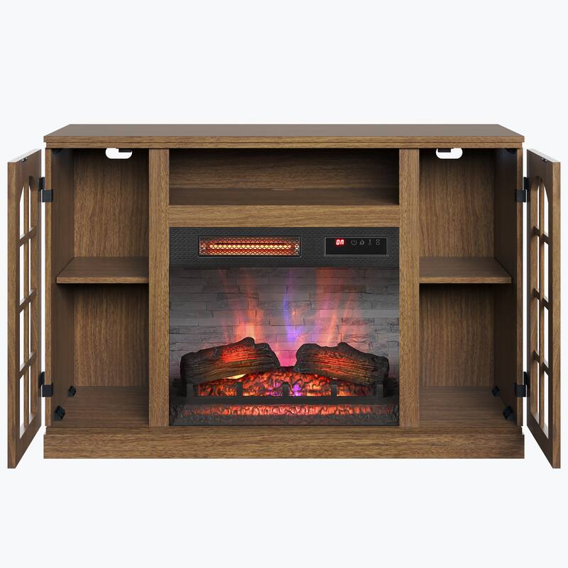 duraflame® Electric Fireplace TV Stand for 55 Inch TVs, Natural Walnut