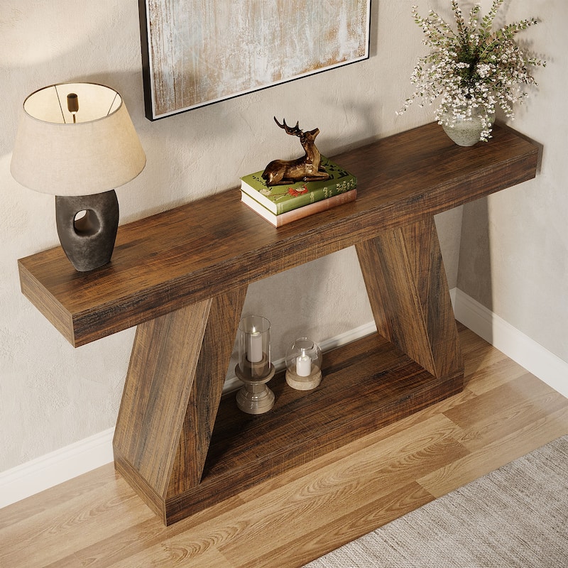 2-Tier Narrow Entryway Console Table for Living Room