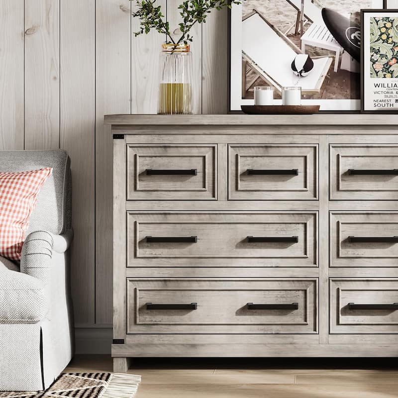 Farmhouse 6/8 Drawer Dresser for Bedroom, Rustic Wood Chest of Drawers