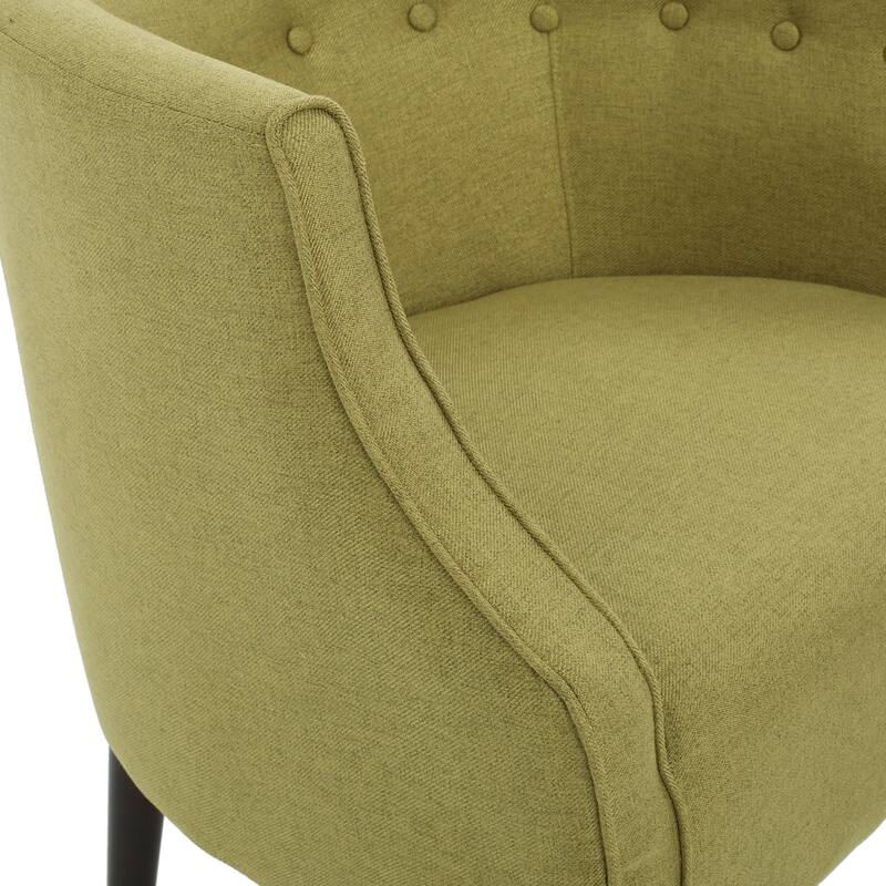 Fabric Modern Club Chair with Button-Tufted Back and Birch Wood Legs