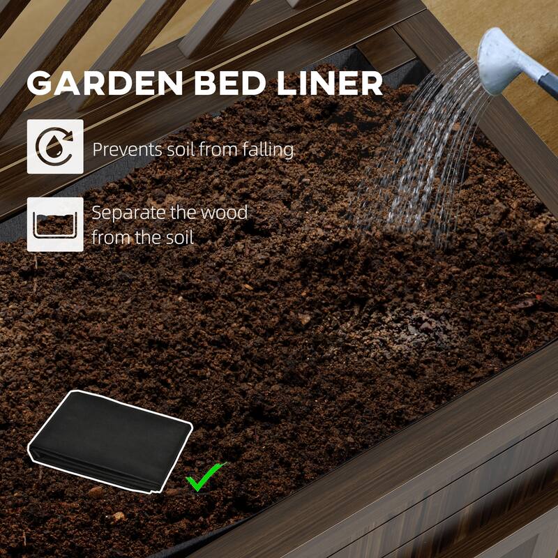 Outdoor Raised Garden Planter Box with Trellis, Self-Draining Design