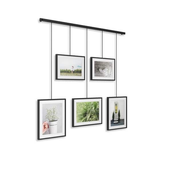 Umbra Exhibit Picture Frame Gallery Set Adjustable Collage Display, 5 Frames, Black - Black