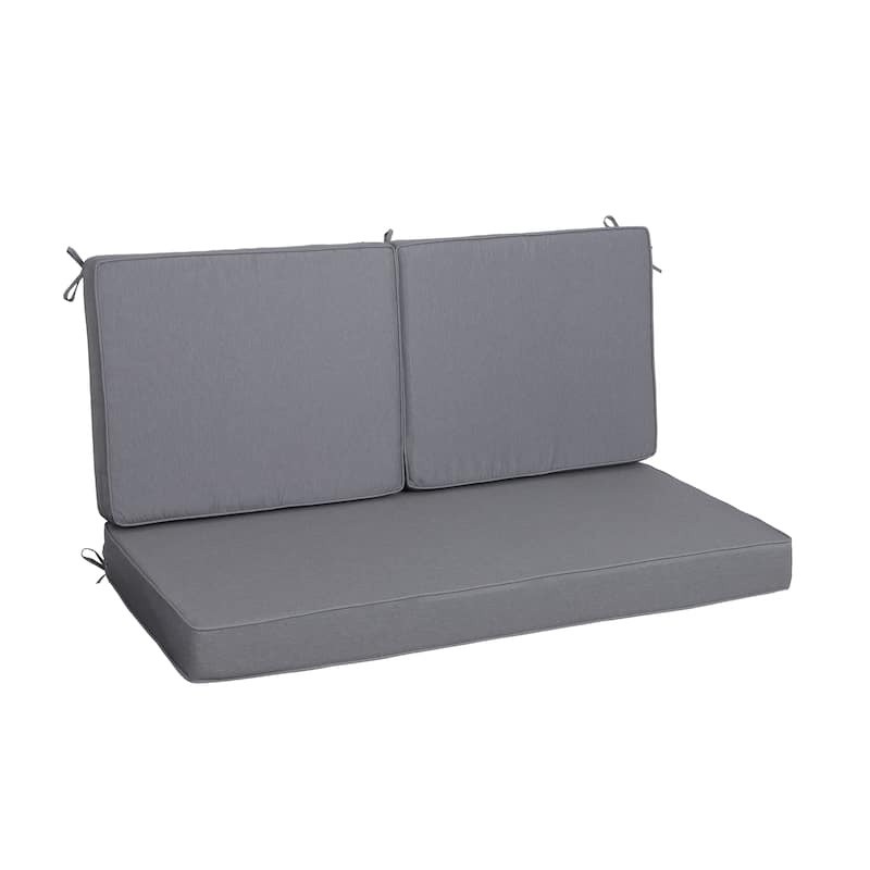 Outdoor Loveseat Cushion Set Deep Seat Cushions,Waterproof Replacement Patio Chair Cushions Set Of 2(1xseat+2xback Cushion) - Gray