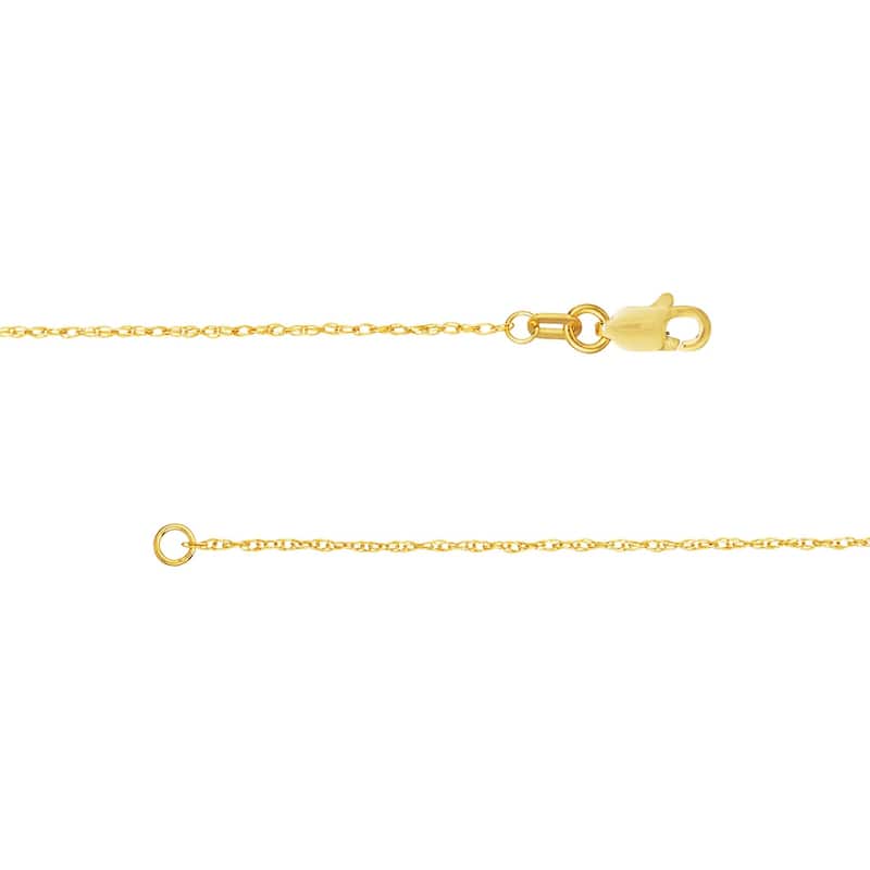 Curata 10k Yellow Gold 0.85mm Light Weight Rope Chain Necklace (Lobster)