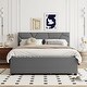 preview thumbnail 17 of 28, Linen Fabric Platform Bed with Brick Pattern Headboard, with Twin XL Trundle and 2 Drawers, Queen Size