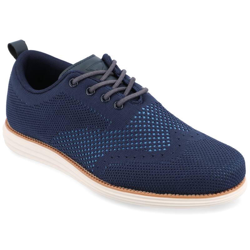 Vance Mens Medium and Wide Width Mens Ezra Knit Wingtip Dress Shoe - Medium - Blue - 7