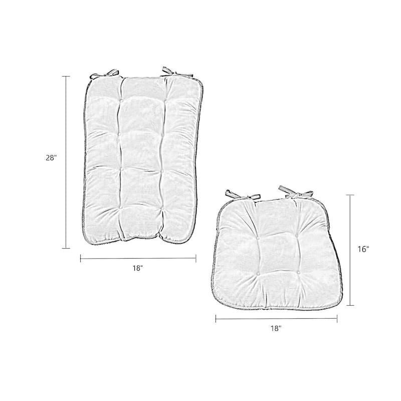 Sage 2-Piece Reversible Corduroy Jumbo Rocking Chair Cushion Set