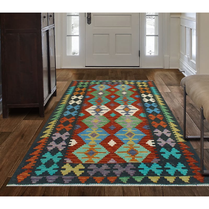 Flatweave Marlayne Red/Black Rug - 4'0" x 5'10"