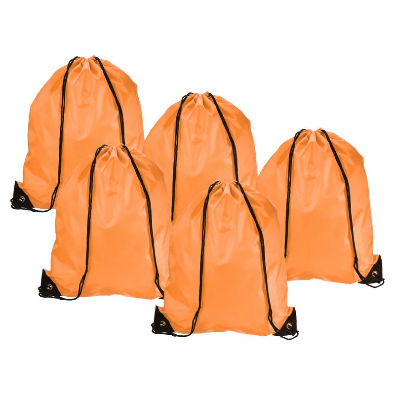 5Pcs 42x34cm Nylon Drawstring Backpack Cinch Storage Sack Sports Bags