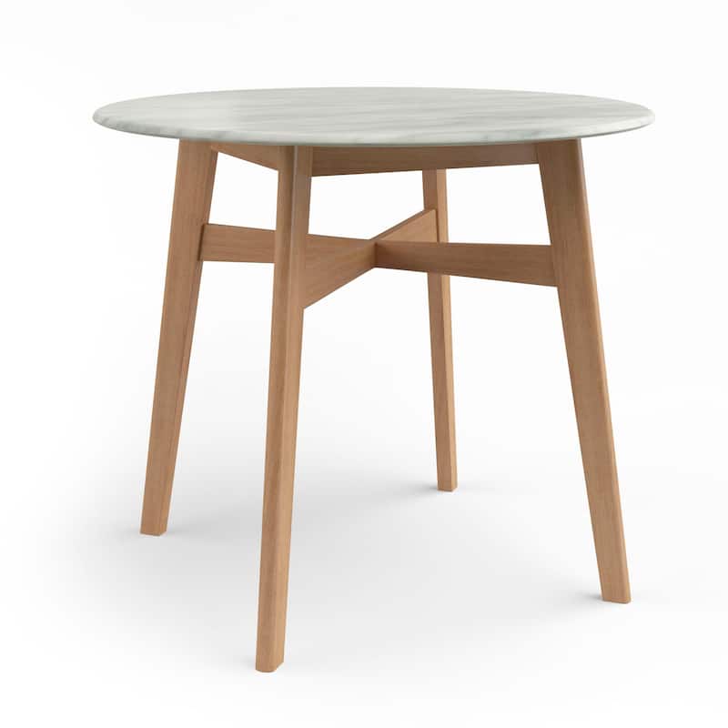 Simon 36" Round Faux Marble Round Dining Table - Oak