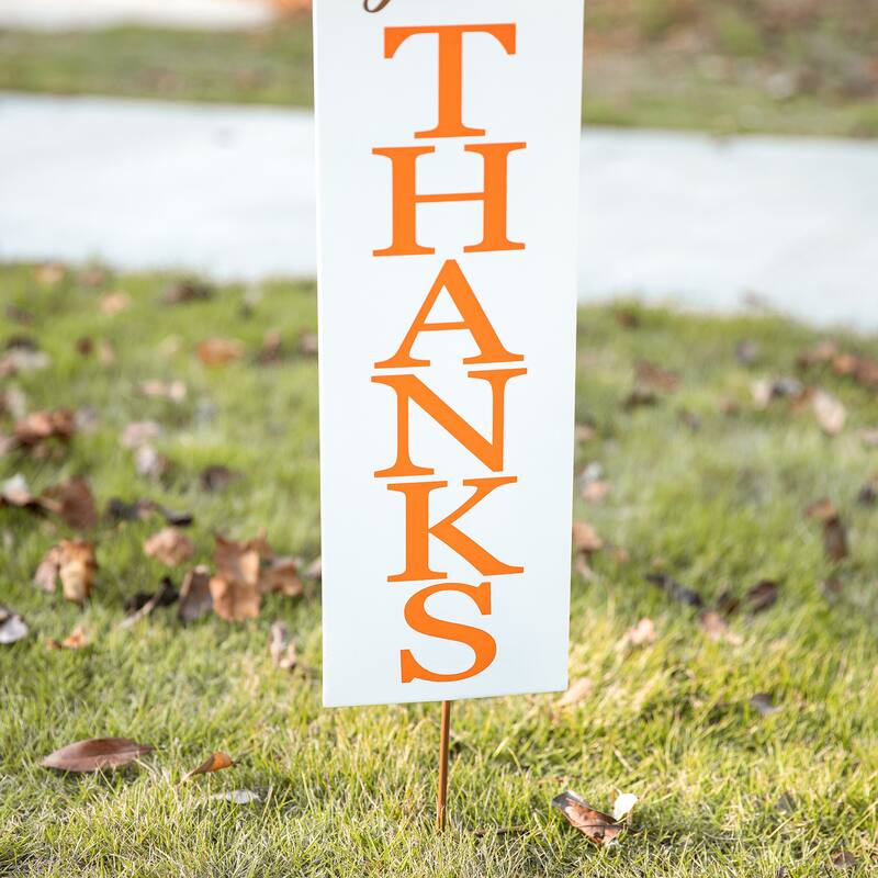 Glitzhome Fall Thanksgiving Metal Turkey Pumpkins Yard Stake