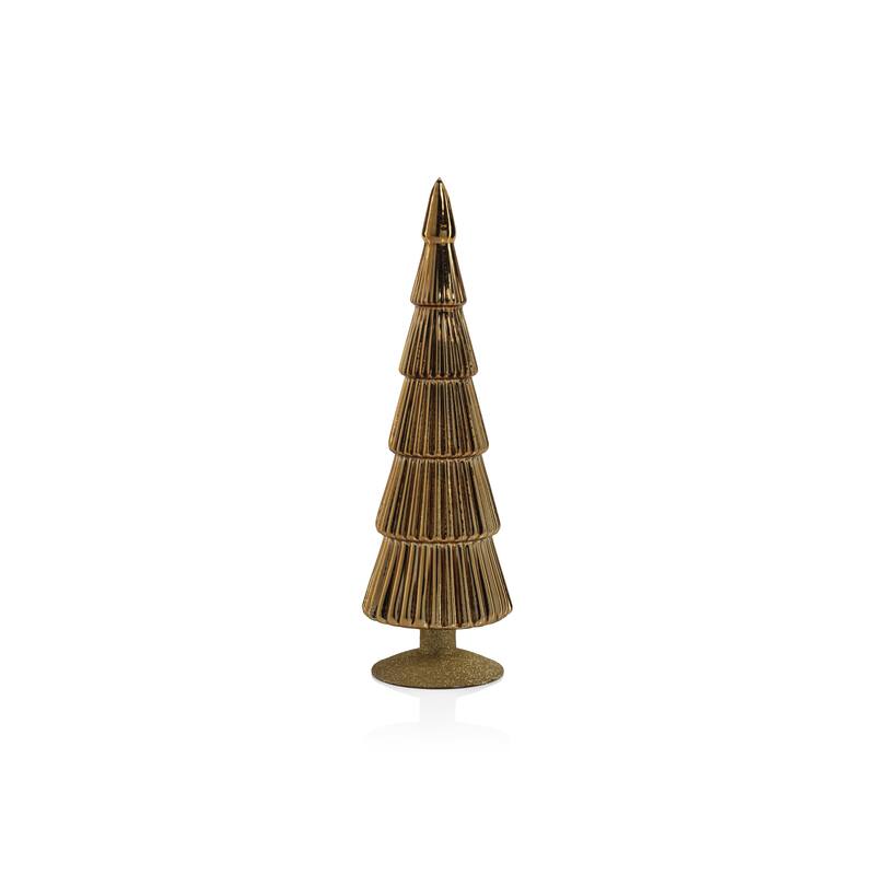 Dembe 13.5" Glass Tree on Gold Glitter Base, Set of 2 - Gold