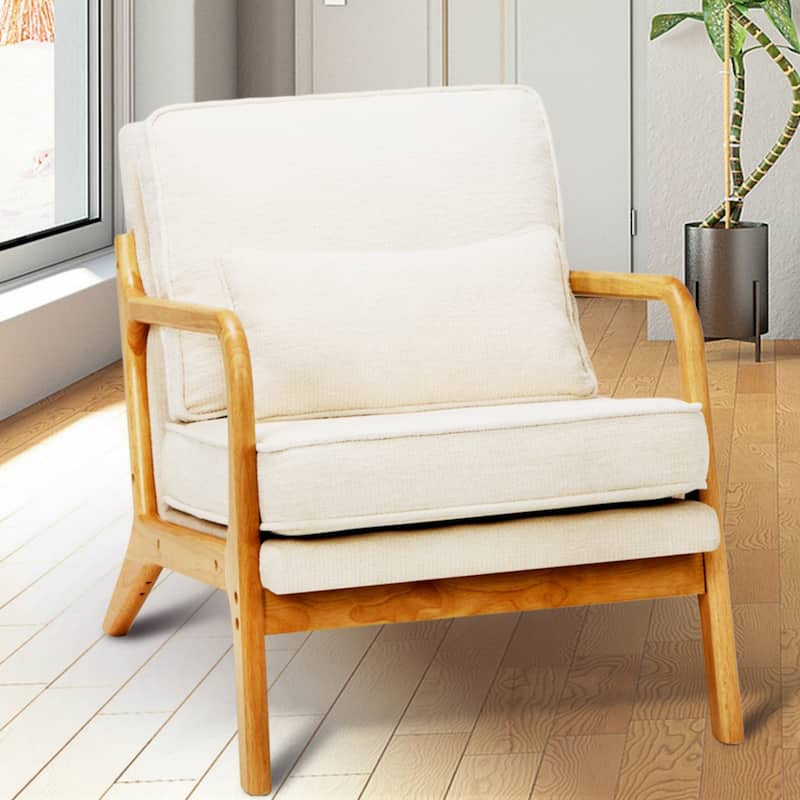 Mid Century Modern Accent Chair with Lumbar Pillow