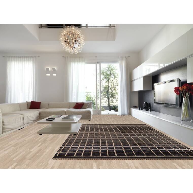 Checkered Moroccan Oriental Large Area Rug Hand-Knotted Wool Carpet - 10'0" x 15'0"