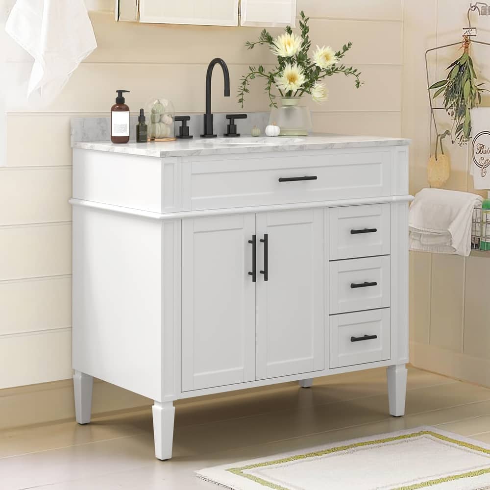 36/48/60 in. Bathroom Vanity with Ceramic Undermount Sink, Wood Cabinet, and storage drawers