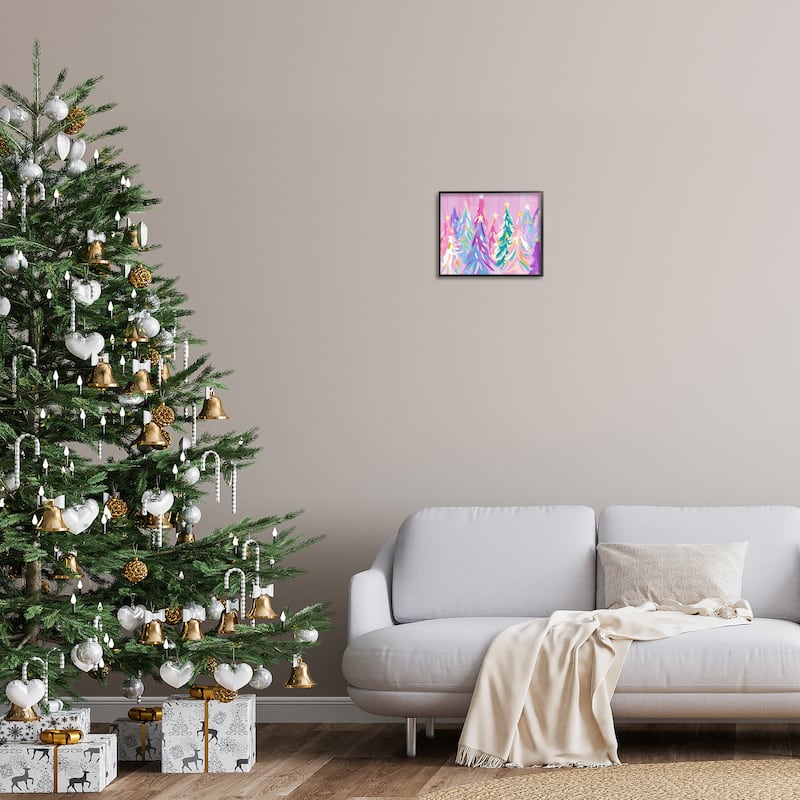 Stupell Pastel Christmas Trees Abstraction Framed Giclee Art Design By Arlington Prints