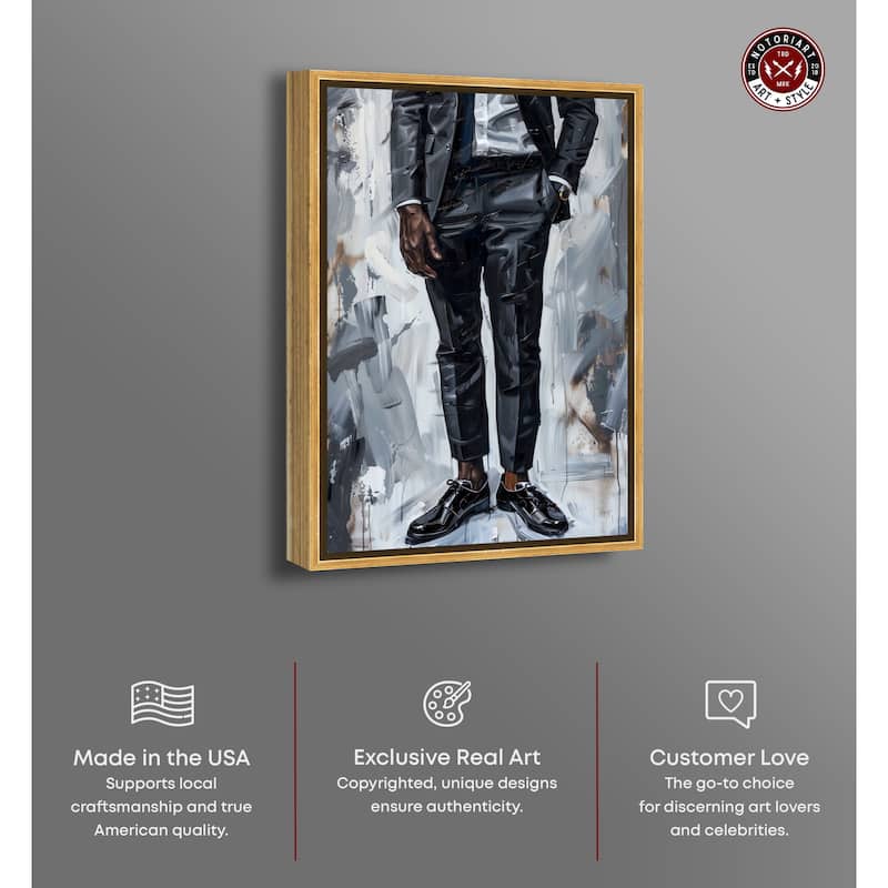 Notoriart Man Of Style Framed Men Style 1 Piece Canvas Wall Art