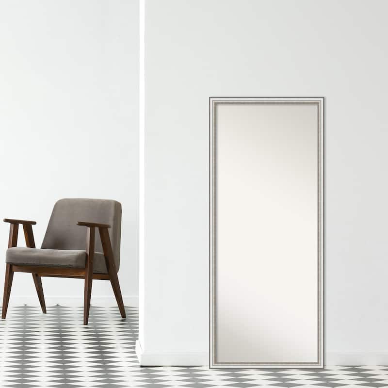 Non-Beveled Wood Full Length Floor Leaner Mirror 26.5 x 62.5 in. - Salon Silver Narrow Frame - Salon Silver Narrow - 26 x 62 in
