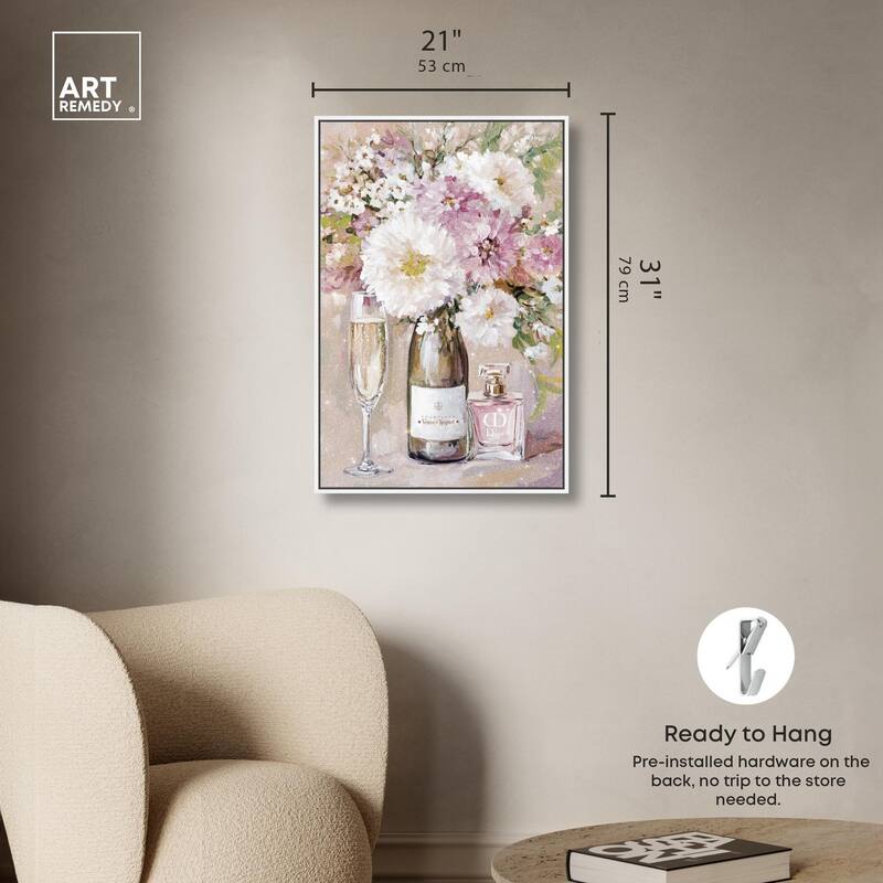 Light Floral Champagne Vase Canvas by Art Remedy