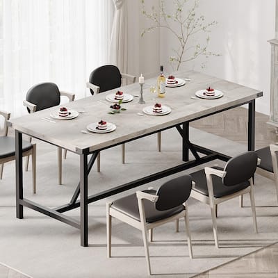 Industrial Kitchen Dining Table for 6-8 People, Easy Assembly - N/A