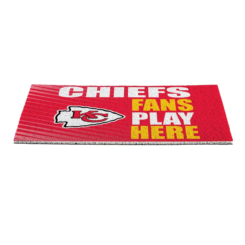 28 in. x 16 in. Kansas City Chiefs "Fans Play Here" PVC Door Mat