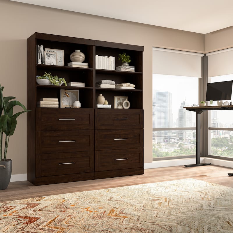 Pur 72W Closet Organizer with Drawers by Bestar - Chocolate