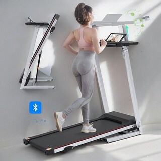 Folding Treadmill with Desk for Gym, Fitness Jogging, Walking
