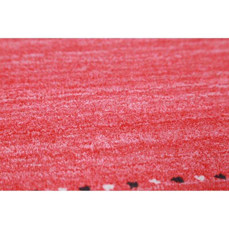 Pink Gabbeh Indian Area Rug Hand-Knotted Wool Carpet - 4'11" x 7'9"