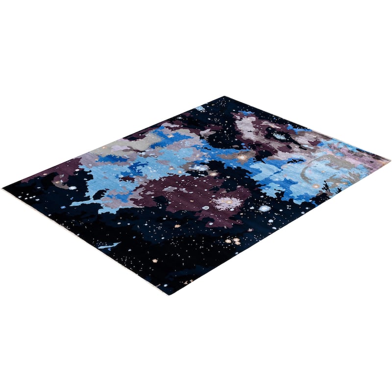Ikat One-of-a-Kind Hand-Knotted Area Rug, Black - 9' 3" x 12' 2"