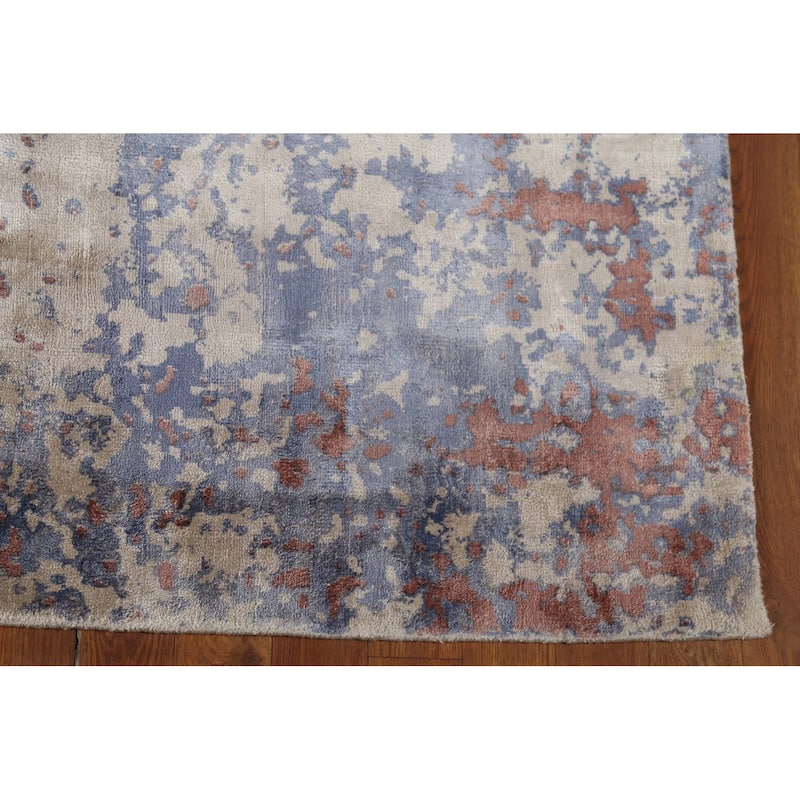 Abstract Indian Foyer Rug Hand-Knotted Contemporary Wool Carpet - 4'5"x 6'4"