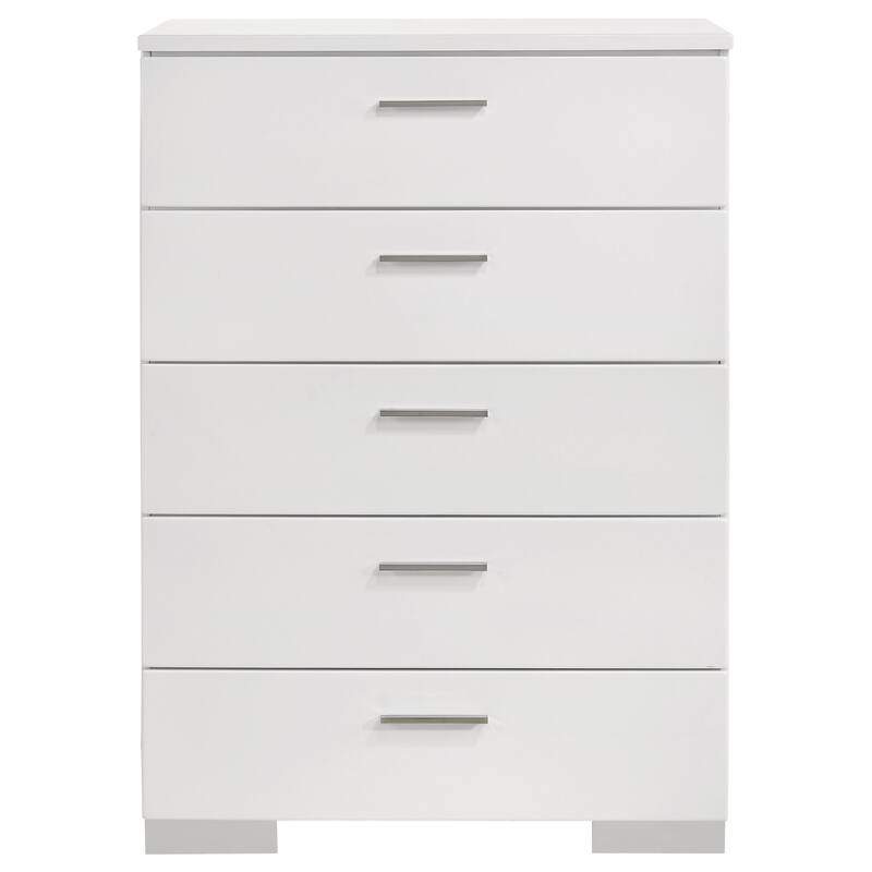 Dulcey White High Gloss 5-drawer Bedroom Chest