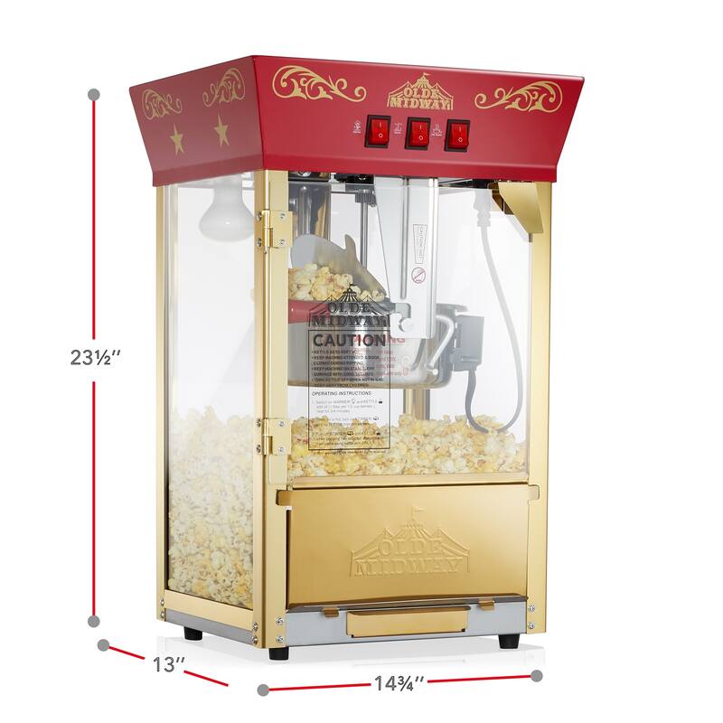 Movie TheaterStyle Countertop Popcorn Machine with 8oz Kettle