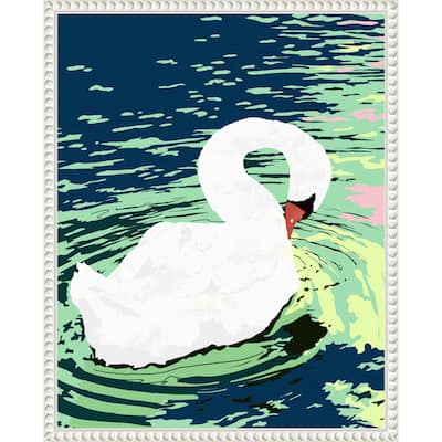 Swan Birds Painting by Uma Gokhale Framed Canvas Wall Art
