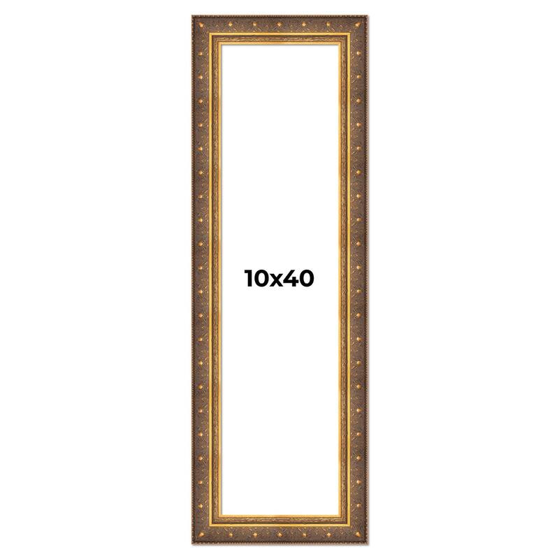10x40 Frame Gold Real Wood Picture Frame inches Interior Frame Depth 1 inches Museo Bronze Ornate Photo Frame with UV Acrylic