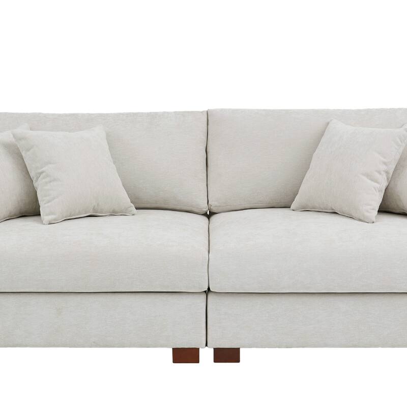 Oversized Chenille Modular Sectional Sofa With Deep Seat