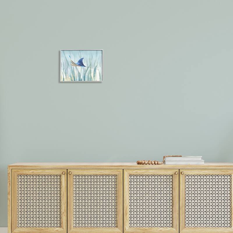 Stupell Stingray Aquatic Animal Ocean Blue Spotted Sea Creature Framed Wall Art