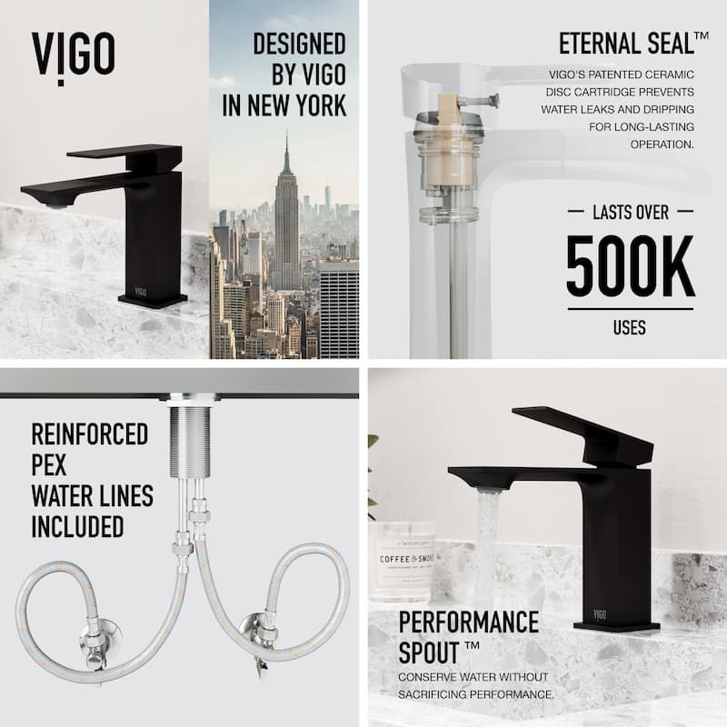 VIGO Dunn 6" H Single Handle Single Hole Bathroom Faucet
