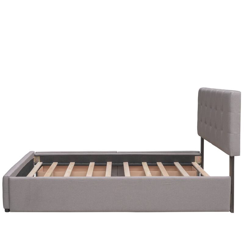 Elegant Design Queen Size Upholstered Wood Bed Platform Bed with with 2