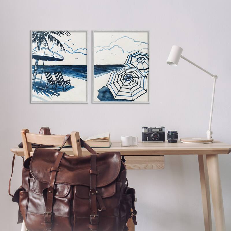 Stupell Tropical Ocean Views Framed Giclee Art Design By Carol Robinson (Set of 2)
