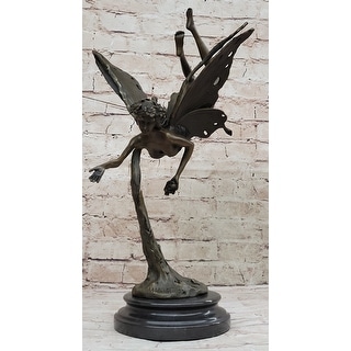 Flying Fairy Winged Angel Bronze Art Deco Statue Sculpture Signed ...