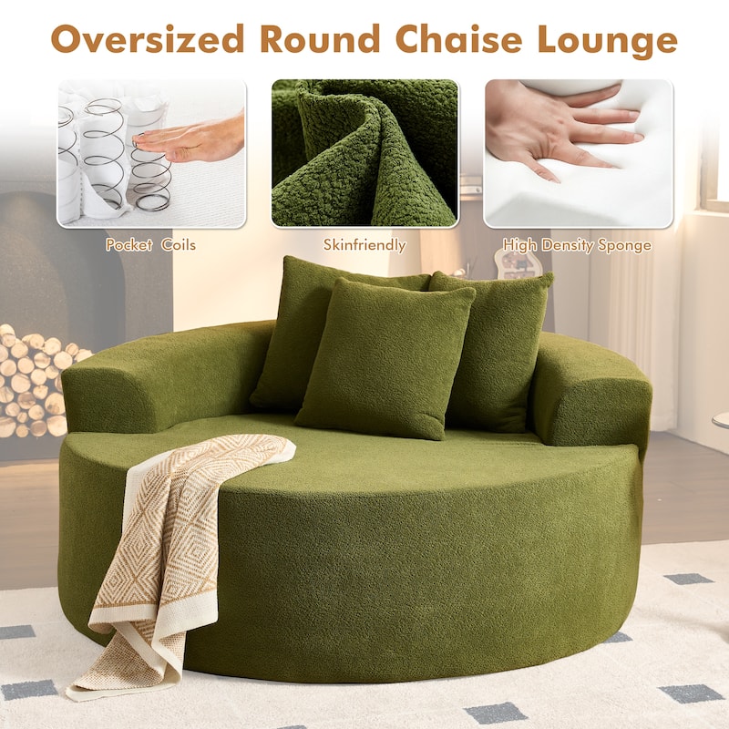 XIZZI Modern Round Plush Lounge Sofa with Cushions