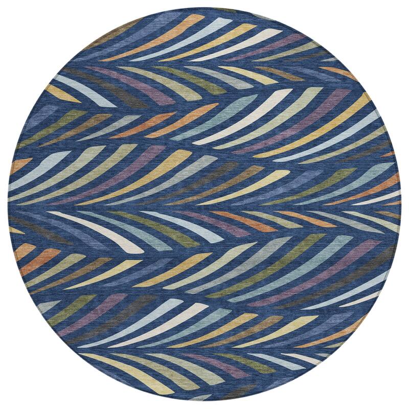 Machine Washable Indoor/ Outdoor Modern Feather Chantille Rug